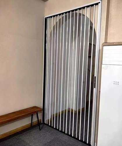FalttüR FalttüRen FaltschiebetüR Durchsichtige Schiebe-Falttür Für Raumteiler, Hochbelastbare, Geräuschreduzierende, Verriegelbare, Einziehbare Akkordeon-Trenntüren, 200 Cm Hohes, Plissiertes(57x80in(