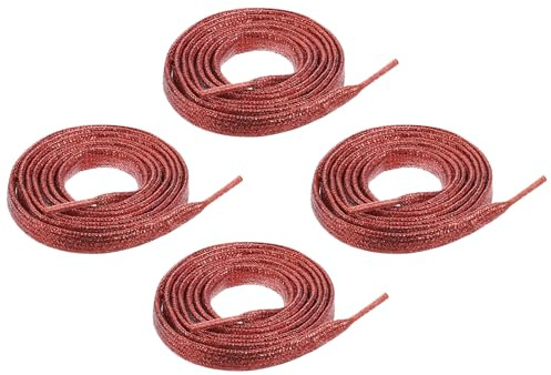sourcing map Lacci piatti lucidi per scarpe, lacci metallici luccicanti con paillettes per scarpe da ginnastica, stivali, skate, scarpe da corsa, Rosso vinaccia, 43