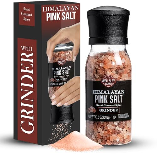 Himalayan Pink Salt with Grinder, 380g (13.4Oz) for - Pure, Unrefined Himalayan Salt Rich in Essential Minerals for Better Health - Coarse Grain Salt Adds Fresh, Clean Flavor to Every Meal