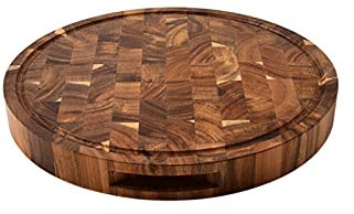 WDSOPK Planche À Découper en Bois D'Acacia, Planches À Découper en Bois De Bout, Bloc De Boucher en Bois, Planche Épaisse en Bois De Coupe De Viande, Planches À Découper Rondes