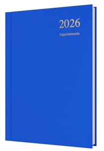 Collins - Essential - 2026 12 Month Calendar Year Planner, Day-To-Page with 1/2 Hourly Appointments Diary, A5 Hard Cover - Blue (ESSA51A.60-26)