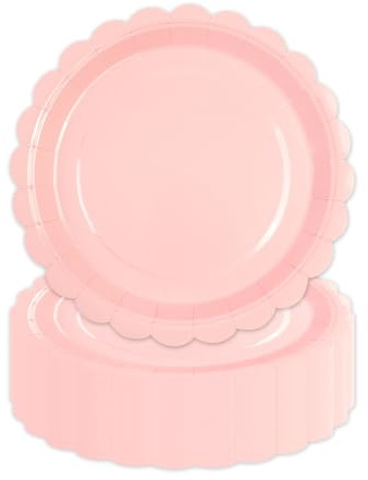 LDFDRT Lot de 50 assiettes en carton de 18 cm assiette jetable anniversaire - Assiettes de fête en papier - Décoration pour mariage, jardin, fête (Rose)