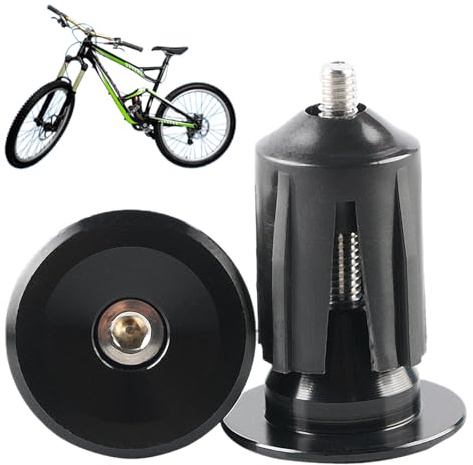 MNFPSJB Bar End Plug Cap 1 Pair Aluminum Bike Handlebar Ends Plugs Bicycle Road Mountain BMX (Black)