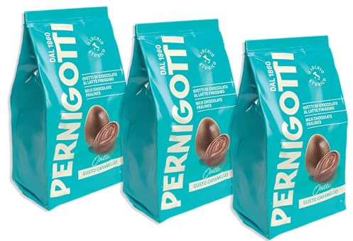 3X Pernigotti Ovetti di Cioccolato al Latte Finissimo con Ripieno di Caramello 140g