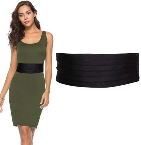 YDAKGUEY Damen Breiter Elastischer Gürtel, Elastischer Taillengürtel Damen für Kleider Vintage Mode Dehnbarer, Mode Dehnbarer Cinch Korsettgürtel für Rock Kleider(Schwarz)