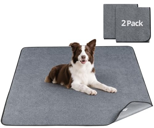 Luvore 2PCS Waschbar Welpen Unterlagen Haustier, 70x100cm Schnell Absorbierend Haustier Hygieneunterlage, Wiederverwendbar Trainingsunterlagen für Welpen, Alte, inkontinente Hunde