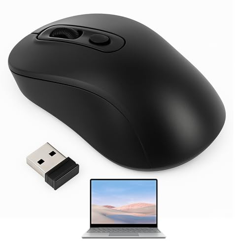 Tuwonwa Wireless Mouse, Wireless Silent Mouse, for Laptop Silent Cordless, 2.4G Slim Ergonomic Cordless Optical Mouse with USB Nano Receiver, Portable, Compatible with Laptop
