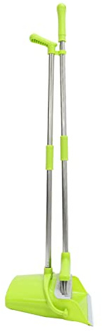 MOTHNUR Escoba y Recogedor Inoxidable Kit de Limpieza con Diseño Antiviento Mango Ergonómico y Almacenamiento Compacto para y Estrechos Color Verde