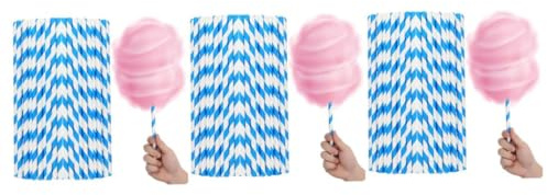 Amosfun 150pcs Cotton Candy Cones Multi Purpose Paper Straws Candy Holder Sticks for Birthday Parties Wedding Decor Day Events Homemade Dessert Sticks