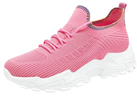 Generisch Zapatillas deportivas para mujer, cómodas, informales, de verano, transpirables, de malla, suela gruesa, para el crecimiento, zapatillas de moda, Rosa., 38 EU