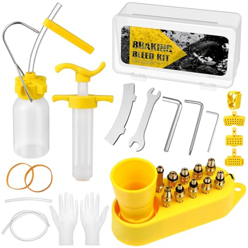 HOODANCOS Hydraulic Disc Brake Bleed Kit for Mountain Bikes Multi-connector Bicycle Brake Bleeding Tools with Oil Storage Bottle and Funnel Compatible with Mineral Oil Convenient Repair and