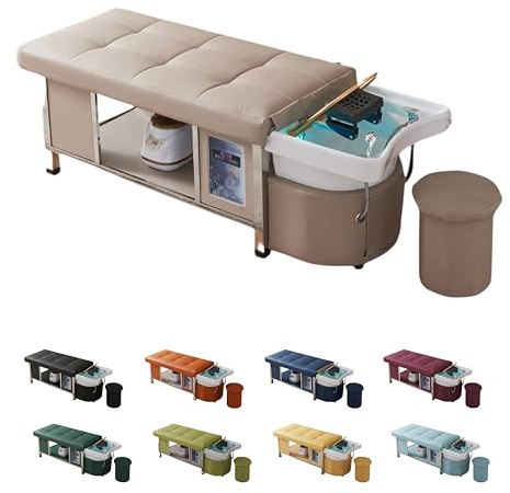 Japan Head Spa - Table de Massage Head Spa avec Raccordement Aux Eaux Usées, Arrivée Eau Chaude/Froide - Matelas Confort 14cm 30 Couleurs – Installation Facile - Matériel Professionnel – Garantie 1 an