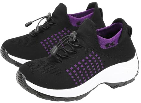 Comfort Wear Orthowear-skor för kvinnor - Andningsbara mesh ortopediska sneakers med luftkudde för lindring av plantar fasciit, B lila, 39.5 EU
