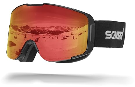 SCHNORR Kidsi Plus Rot S2 - Kinder Skibrille, Anti-Fog, OTG Skibrille Kinder,Ski Snowboard Brille Brillenträger für Junior Jungen Mädchen Anti-UV Anti-Fog