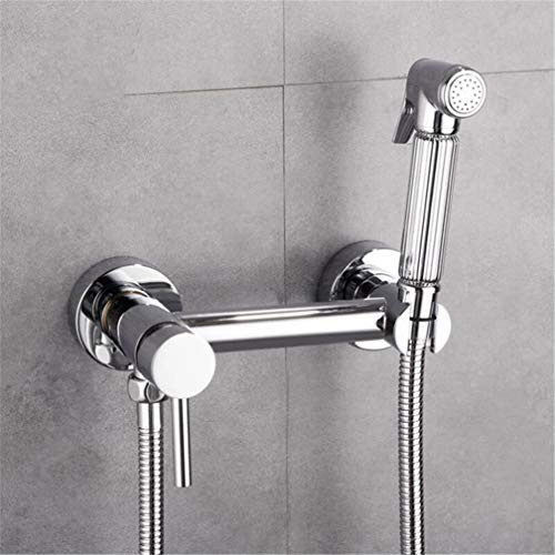 HighQuality Chrome Bidet Mixer Valve Solid Brass Shower Tube with Hot & Cold Water Control Easy Grip Handle Bathroom Bidet Spray Attachment LWX