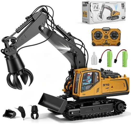 Pelleteuse Télécommandée 3 en 1 pour Enfants À Partir De 6 Ans | En Métalliques,Avec Télécommande &2 Piles,Rotation 680°,Lumineux Et Sonores,Tractopelle Telecommandé Pour Sable Et Extérieur