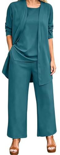 Ensemble Pantalon Femme 2 Pièces Élégant Doux Manches 3/4 Col Rond Pantalon Droit Été Coton Bureau Classique Vêtement Femme A85