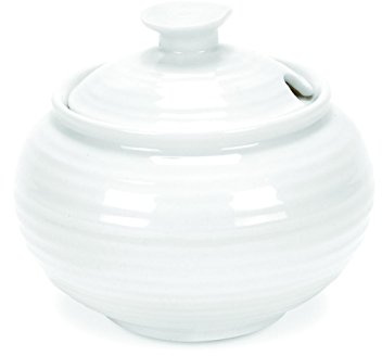 Portmeirion x Sophie Conran Sugar Bowl with Lid - White Porcelain Sugar Pot, Microwave, Oven & Dishwasher Safe, Presented in a Giftable Design, Suitable for Everyday Use or Gifting