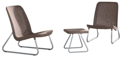 Keter 17197637 Lounge Set Rio, Rattanoptik, Kunststoff, Braun, 77.5 x 76 x 54 cm