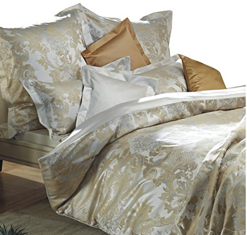 Curt Bauer Mako Brokat Damast Bettwäsche Louis XIV Größe 135x200+80x80 cm Farbe antikgold