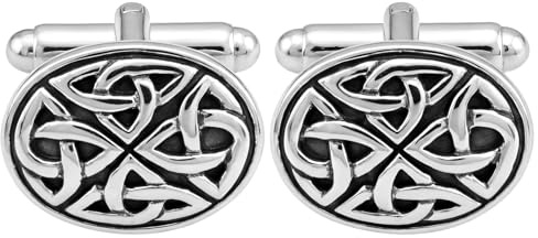 Alexander Castle 925 Sterling Silber Oxidierte Keltische Manschettenknöpfe für Männer – Ovale 17mm x 12mm Keltische Trinity-manschettenknöpfe mit Schmuck-geschenkbox