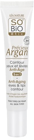 LÉA NATURE SO BiO étic| Contour Yeux et Lèvres Anti-Âge– Précieux Argan | 5 en 1 : Lisse, Illumine, Repulpe, Hydrate, Anti-poches | Huile d’Argan Bio | 99% d'origine naturelle | Made in France| 15 ml