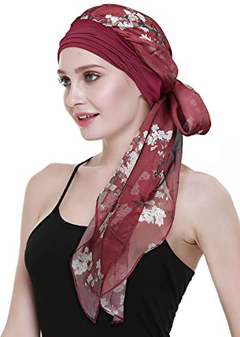 FocusCare Women's Cancer Headwear Scarf with Cap Compliments Head Wraps Chemo Turbans