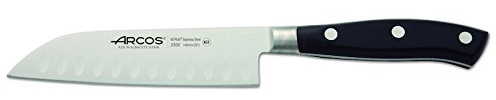 Arcos Serie Riviera - Cuchillo Santoku Cuchillo Asiático - Hoja de Acero Inoxidable Forjado NITRUM 140 mm - Mango de Polyoxymethylene (POM) Color Negro