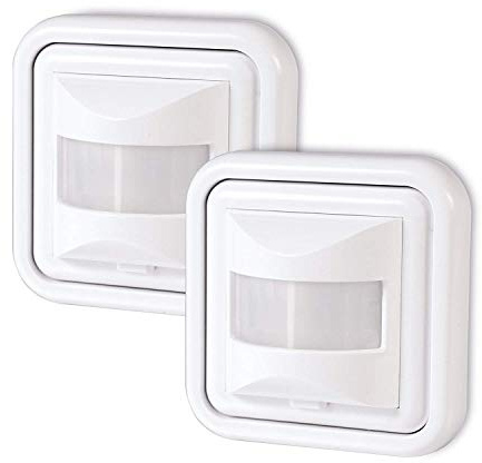 conecto Infrarot Bewegungsmelder Unterputz Wandmontage innen Lichtschalter LED 160° IP20 Dämmerungssensor (2er Set), weiß