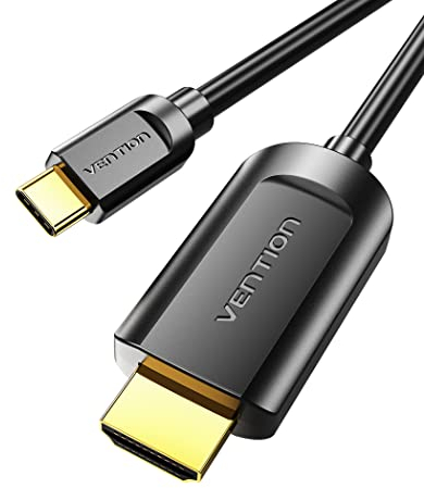 VENTION Cavo USB C a HDMI, 1,5m Type C 4K UHD 3D Thunderbolt 3 a HDMI Adattatore, Placcato in Oro Maschio a Maschio Cavetto per PC Monitor, TV, iPad Pro, MacBook, Galaxy S9/S8, Surface Book 2/Go