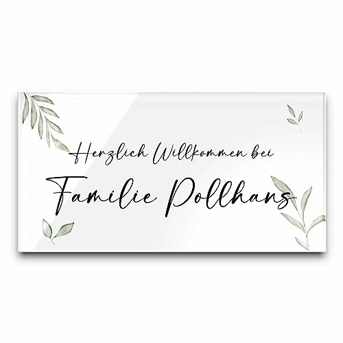Türschild Namensschild für die Haustür 29x15 cm mit UV Druck und einem einzigartigem Design Eingangsschild Garten Familienschild Klingelschild Klingelplatte Funk-Klingel