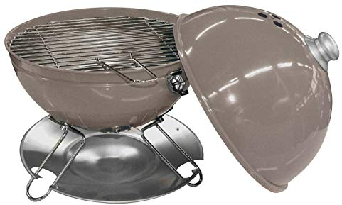 Rammento Portable Table Top Kettle BBQ - 43cm Height Charcoal Barbecue in Taupe - Features Lid with Ventilation, Chrome-plated Steel Grill with 29cm Diameter - Perfect for Grilling Meats & Vegetables