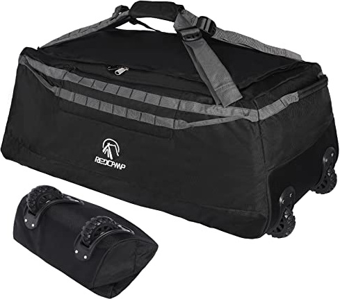 REDCAMP Sac de Sport de 85 l avec roulettes, Grand Sac de Voyage Pliable avec roulettes, Noir 140 l, 140l