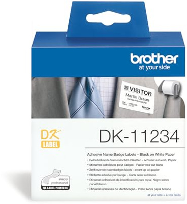 Original Brother DK-11234 selbstklebende Einzeletiketten schwarz auf weiß (Papier) 60 x 86 mm, 260 Stk./Rolle - für Brother QL-Etikettendrucker geeignet