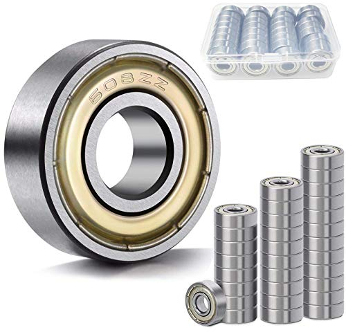 WZYTEU 32 Stück 608zz Kugellager, Metall Double Shielded Miniatur Rillenkugellager für Skateboard et Rollschuhe Inline Skates (8mmx22mmx7mm,Silbern)