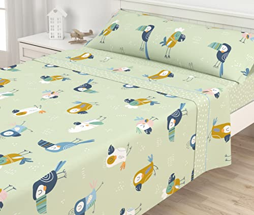 Victorio & Lucchino Juego de Sábanas Infantiles Algodón/Poliéster Modelo Pajaritos (Cama 105 cm)