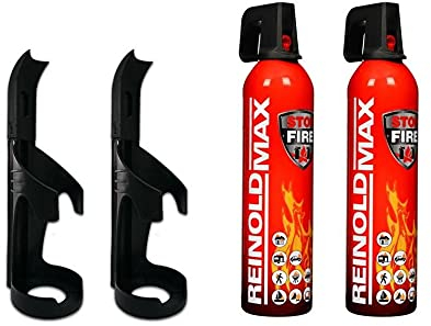 IWH Vertriebs GmbH Premium Feuerlöschspray - STOPFIRE - Feuerlöschspray – 2 x 750ml – 2 Wandhalter - Stopfire auch für Fettbrände, 32 x 9 x 7 cm