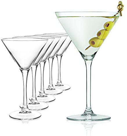 Bicchieri Martini cocktail vetro 225 ml - Set 6 bicchieri cocktail - Coppa Martini cocktail lavabile in lavastoviglie - Calici cocktail alti