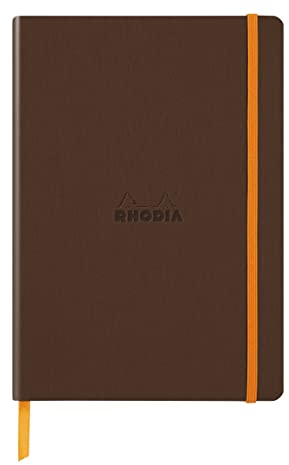 Rhodia 117384C - Kladde - Notizbuch Rhodiarama A5 (14,8 x 21cm), Softcover, 80 Blatt elfenbein 90g, liniert, Lesezeichen, Gummizugverschluss, Cover aus Kunstleder, Bronze, 1 Stück