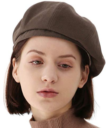 UNDERCONTROL Bio-gewaschener Dicker Schwerer Twill, französischer Künstler, klassischer Castro, verstellbar, stilvoller Maler-Baskenmütze, Unisex, Zeitungsjungen-Jagdmütze, Korea (Twill-Braun)