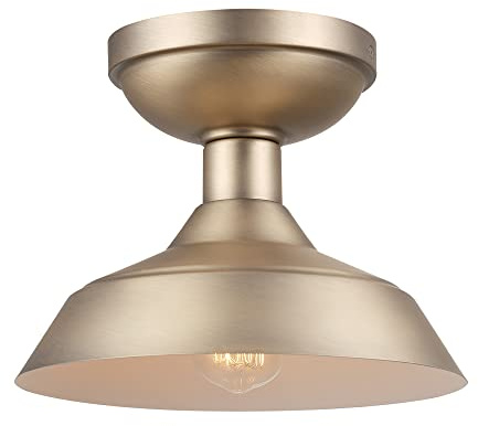 GLOBE Electric 44843 Kurt 1-Light Outdoor Indoor Flush Mount Ceiling Light, Matte Brass, Bulb Not Included