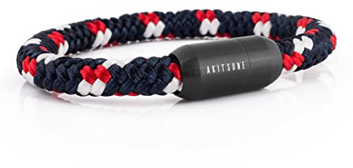 Akitsune Portus Segeltau Armband | Magnetischer Kapselverschluss Armschmuck Damen Anker Herren Maritim - Schwarz