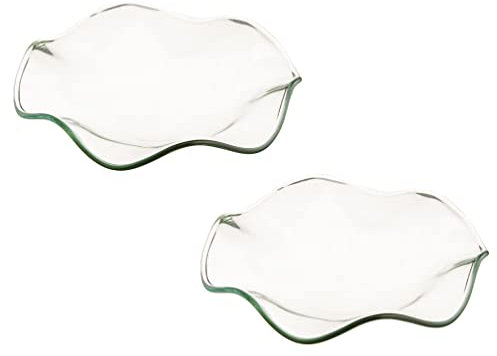 DOITOOL 2Pcs Replacement Oil Warmer Dish Flower Shape Glass Dish Wax Melt Candle Warmer Bowl Plate Lid Tray for Aroma Lamp Electric Lamps S