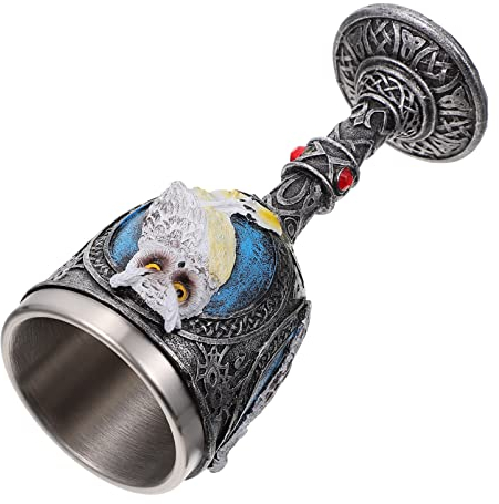 BESTonZON Chalice Cup Resin Owl Goblet Viking Drinking Wine Cup Wine Chalice Medieval Wine Cup Resin 3D Wine Egyptian Wine Goblet