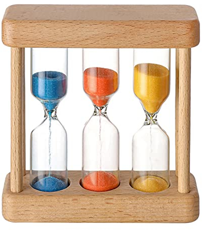 ICEBLUEOR - Timer a clessidra da 1+3+5 minuti, mini orologio a clessidra in legno, decorazione creativa a sabbia, piccoli ornamenti regalo per giochi in aula decorazione per casa e ufficio