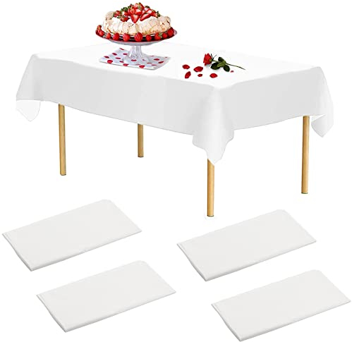 Tischdecke Einweg Weiße Geburtstag Tischdecken, 4 Stück Tischdecke Hochzeit, Wasserdicht Rechteckig Tischtuch Geeignet für Party, Kindergeburtstag, Hochzeit, Weihnachten, 137 x 274 cm