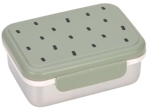 LÄSSIG Barn brödlåda i rostfritt stål hållbar lunchlåda dagis skola/lyckliga utskrifter ljus oliv