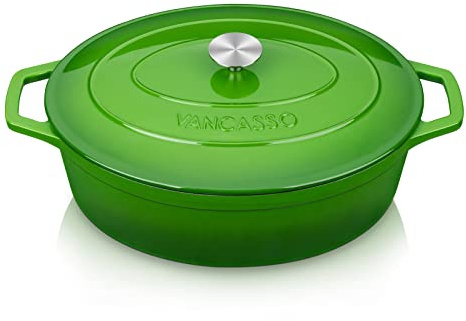 vancasso Enameled Cast Iron Dutch Oven, 9.3 Quart Dutch Oven Pot with Lid, Oval Dutch Oven Cast Iron Pot with Non Stick Enamel Coating for Bread Baking