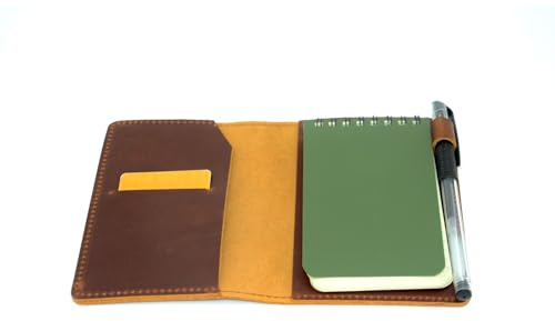 YIYUS Lederhülle, kompatibel mit Rite in The Rain & Rocketbook Mini-Notizbüchern, oben gebundene Spiralbindung, Notizblöcke, Halter, Lederhülle für 7,6 x 12,7 cm Taschennotizblock mit Stifthalter,