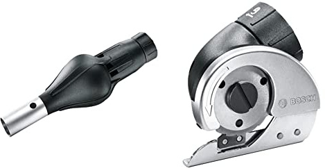 Bosch Grillgebläse-Aufsatz für IXO Akkuschrauber & Bosch Allesschneider-Aufsatz für IXO Akkuschrauber (für PVC, Pappe, Leder oder Stoff bis 6 mm)